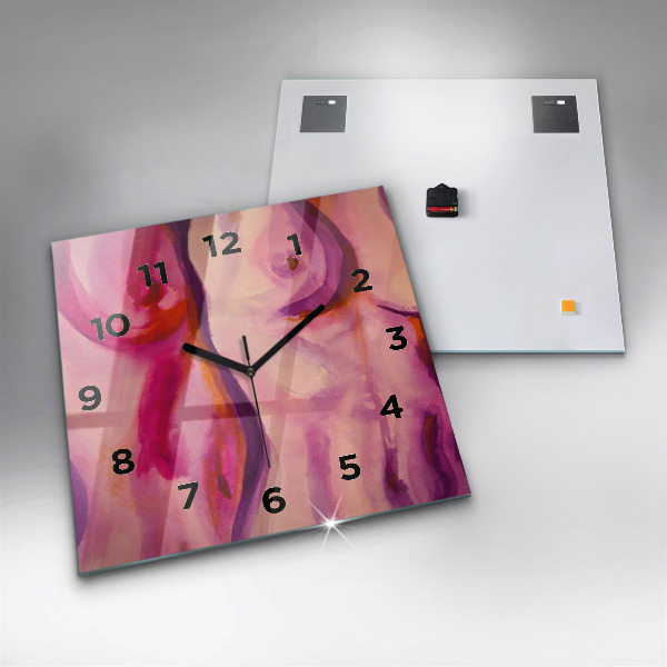 Square glass wall clock Painting Women