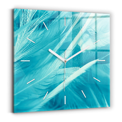 Square glass wall clock Green turquoise vintage