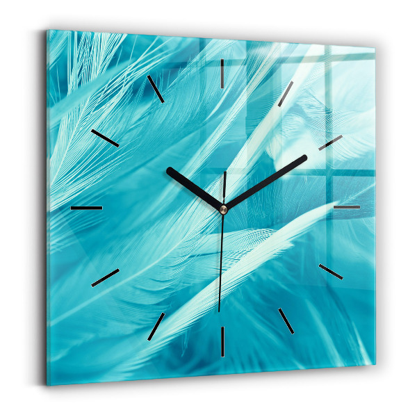 Square glass wall clock Green turquoise vintage