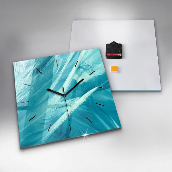 Square glass wall clock Green turquoise vintage