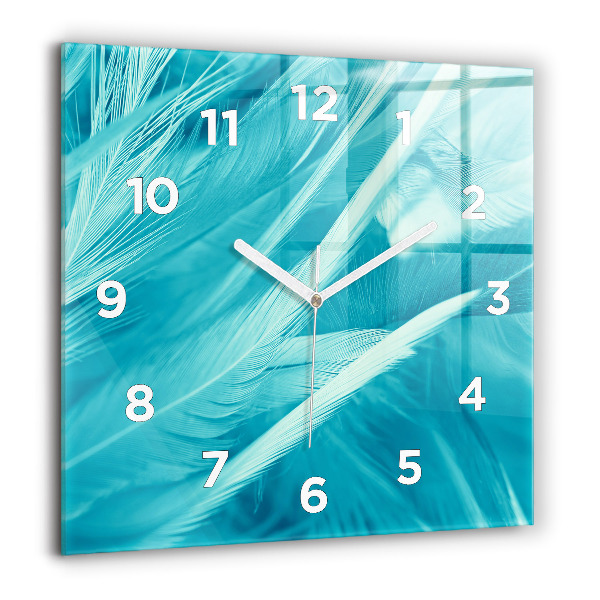 Square glass wall clock Green turquoise vintage