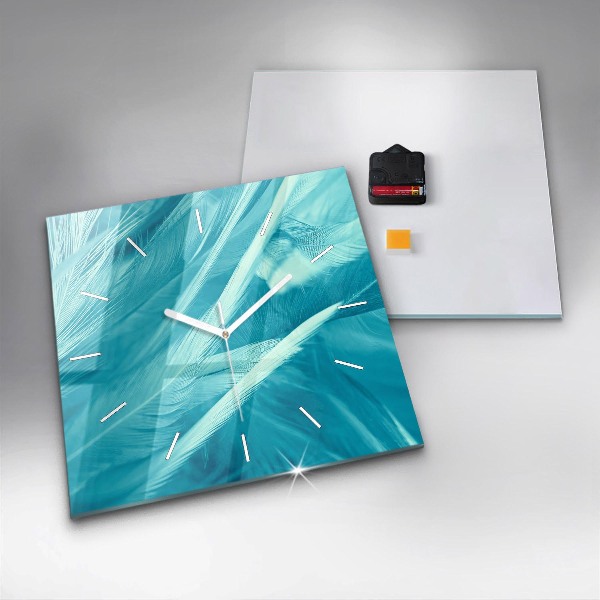 Square glass wall clock Green turquoise vintage