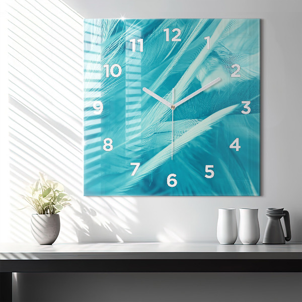 Square glass wall clock Green turquoise vintage