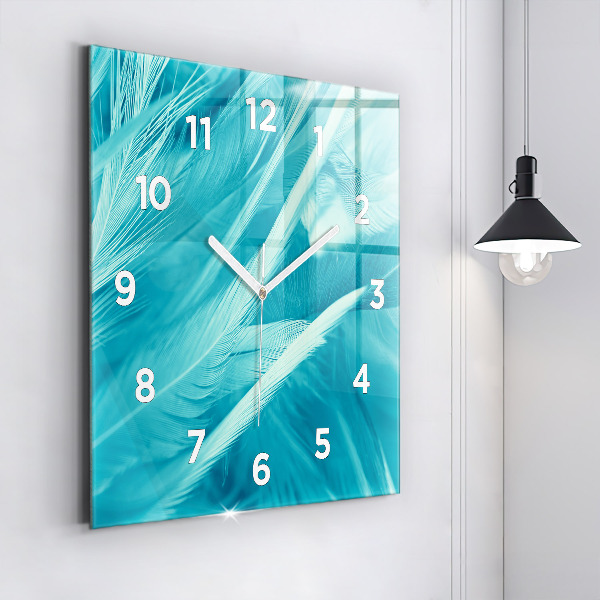 Square glass wall clock Green turquoise vintage