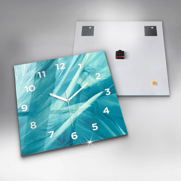 Square glass wall clock Green turquoise vintage