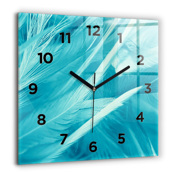 Square glass wall clock Green turquoise vintage