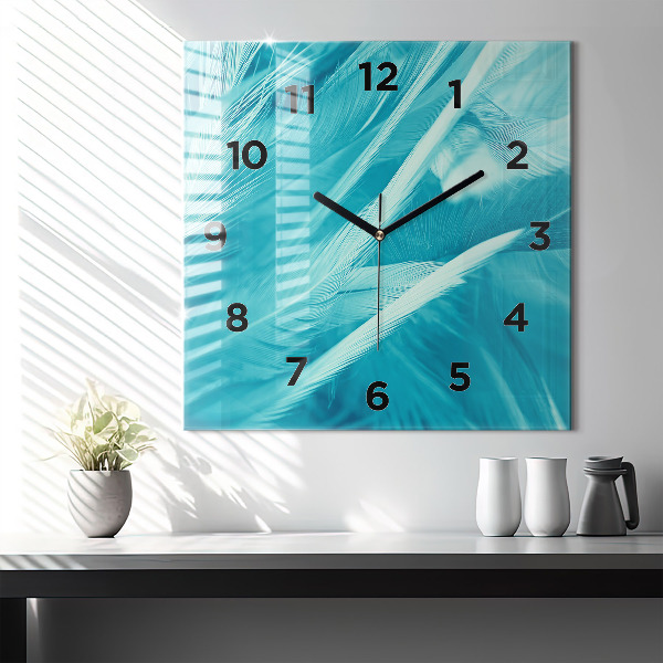 Square glass wall clock Green turquoise vintage