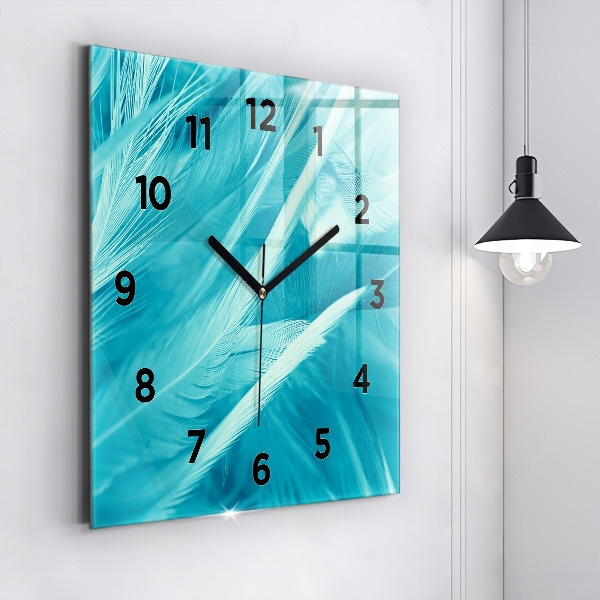 Square glass wall clock Green turquoise vintage