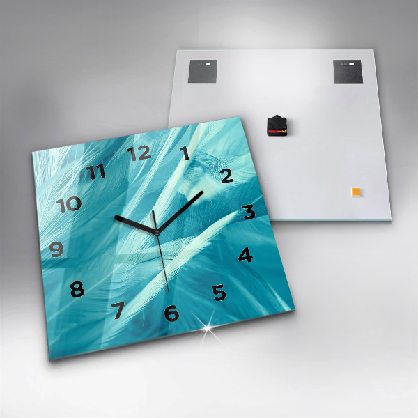 Square glass wall clock Green turquoise vintage