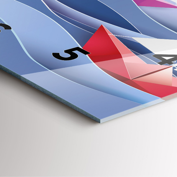 Square glass wall clock Origami colorful sailboats