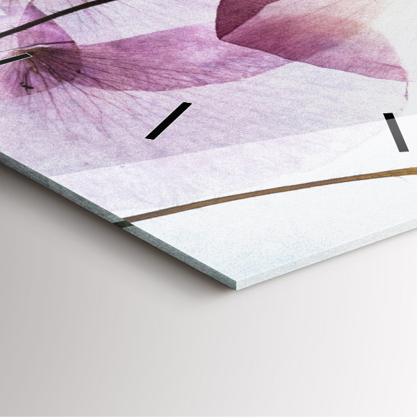 Square glass wall clock Dry poppy flowers