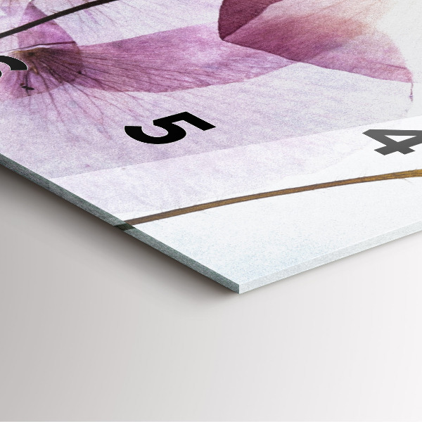 Square glass wall clock Dry poppy flowers