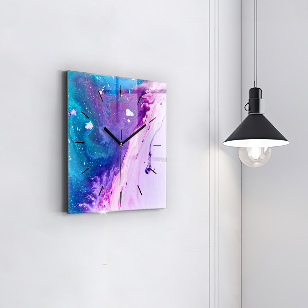 Square glass wall clock Colorful background