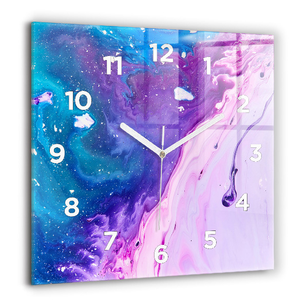 Square glass wall clock Colorful background