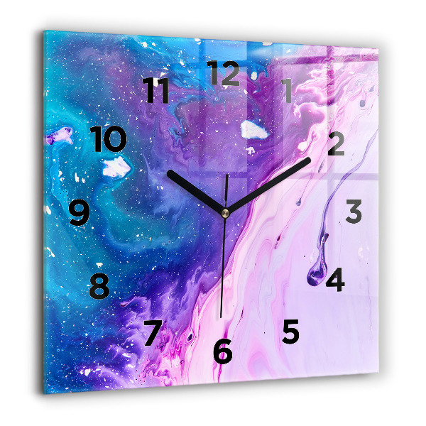 Square glass wall clock Colorful background