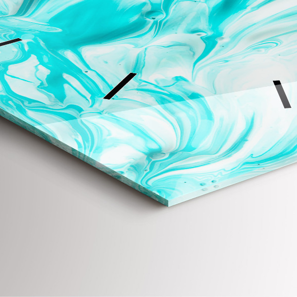 Square glass wall clock Blue abstraction