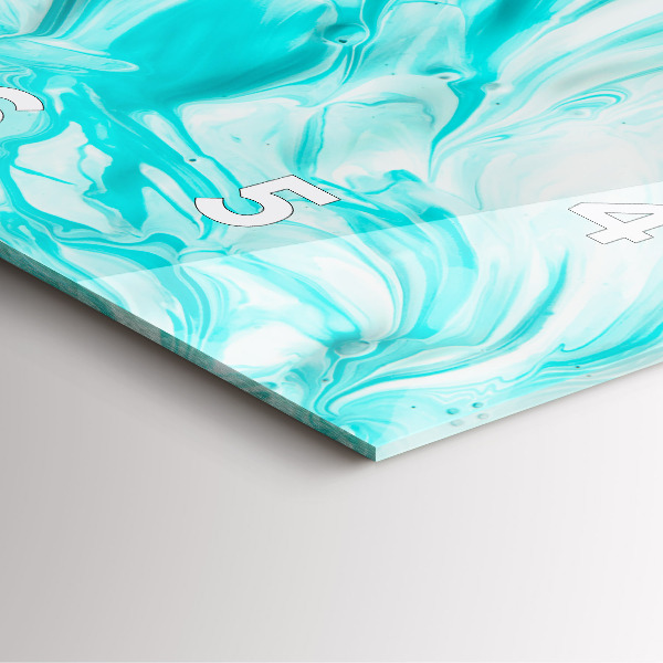 Square glass wall clock Blue abstraction