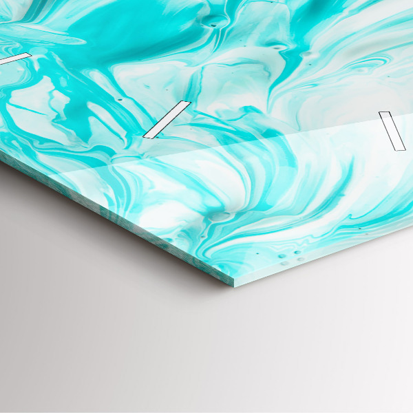 Square glass wall clock Blue abstraction