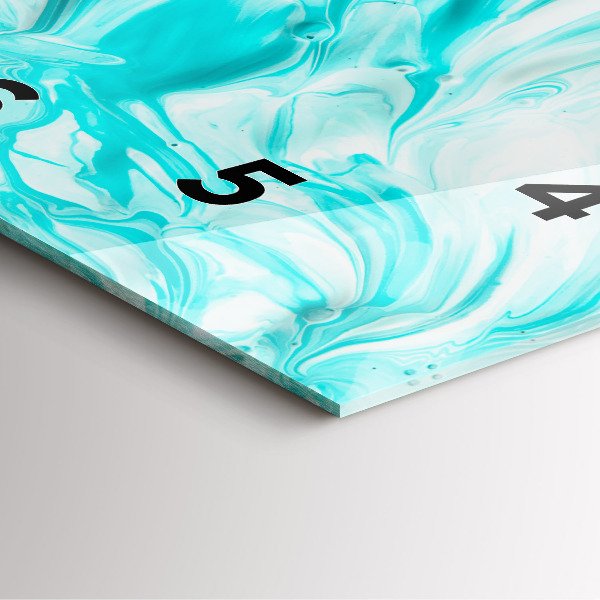 Square glass wall clock Blue abstraction