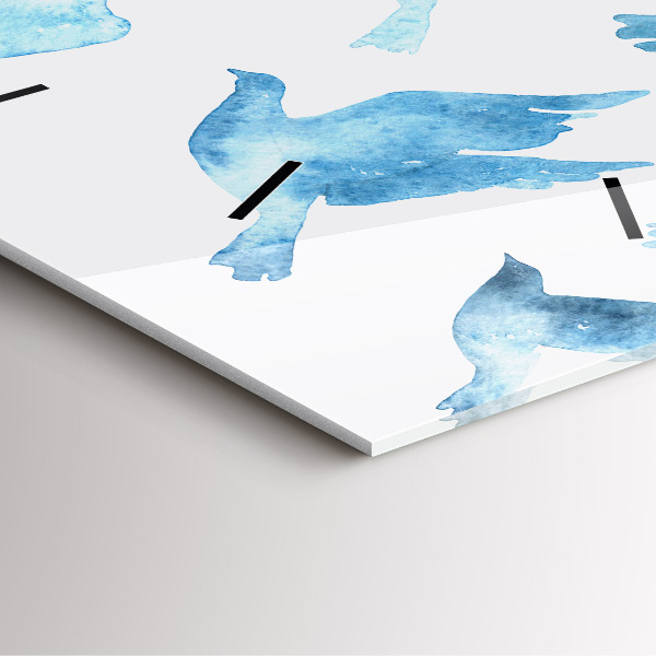Square glass wall clock Flying blue birds