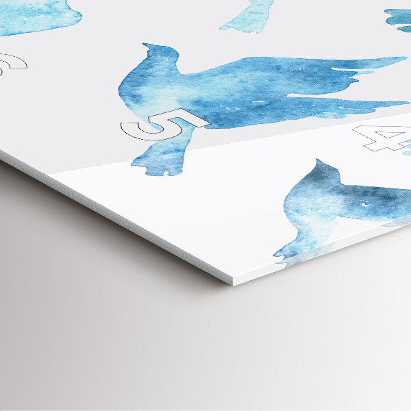 Square glass wall clock Flying blue birds