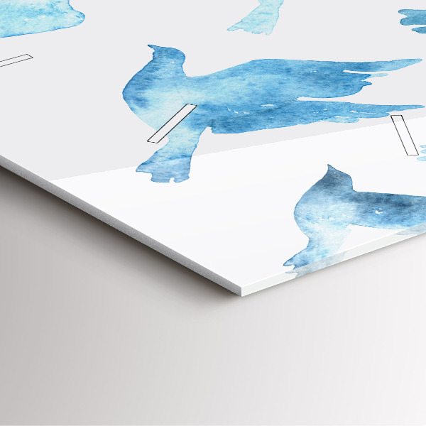 Square glass wall clock Flying blue birds