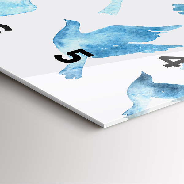 Square glass wall clock Flying blue birds