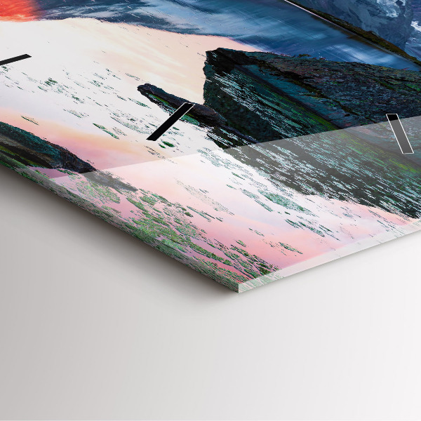 Square glass wall clock Stellisee Matterhorn lake