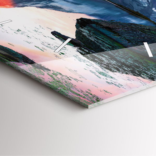 Square glass wall clock Stellisee Matterhorn lake