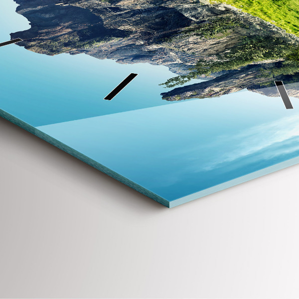 Square glass wall clock Flying Island