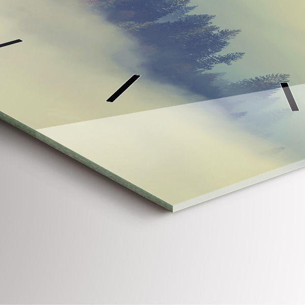 Square glass wall clock Misty forest eagle
