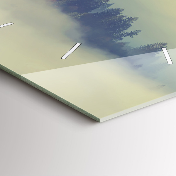 Square glass wall clock Misty forest eagle