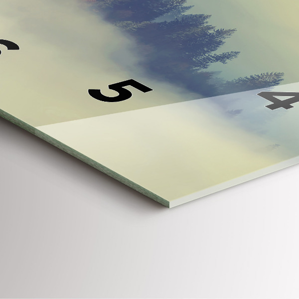 Square glass wall clock Misty forest eagle