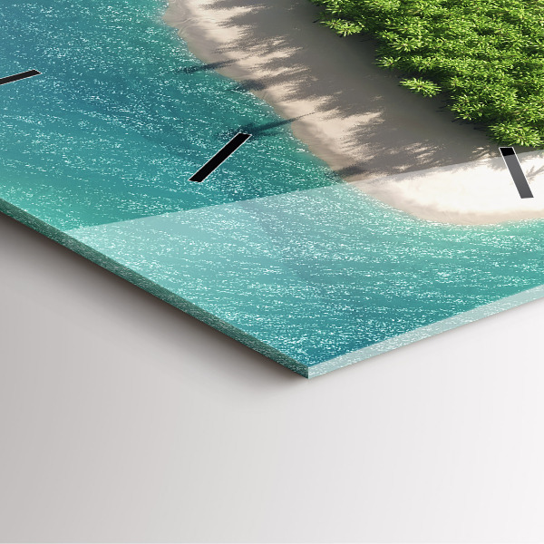 Square glass wall clock Heart Island