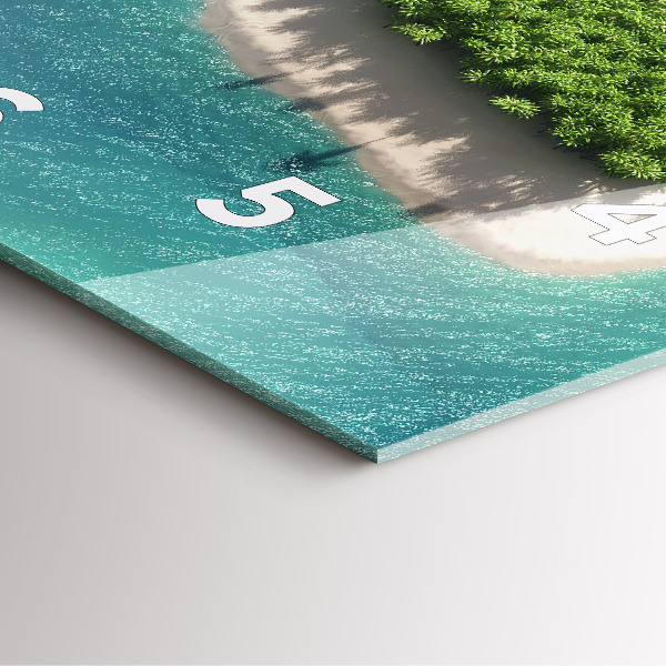 Square glass wall clock Heart Island