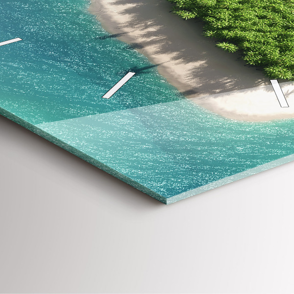 Square glass wall clock Heart Island