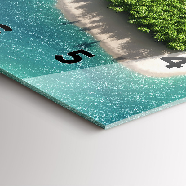 Square glass wall clock Heart Island