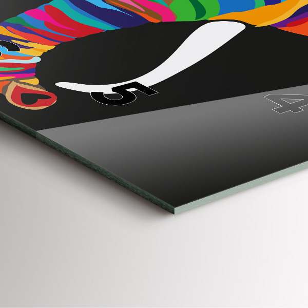 Square glass wall clock Colorful elephant