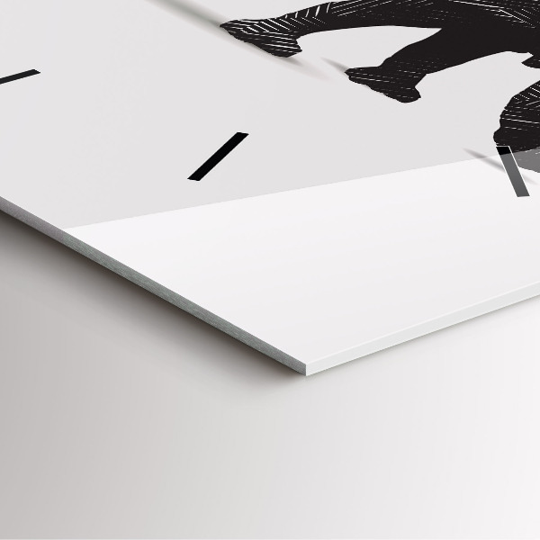 Square glass wall clock Rhinoceros line art