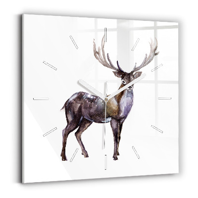 Square glass wall clock Deer king of the wilderness
