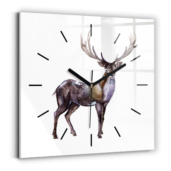 Square glass wall clock Deer king of the wilderness