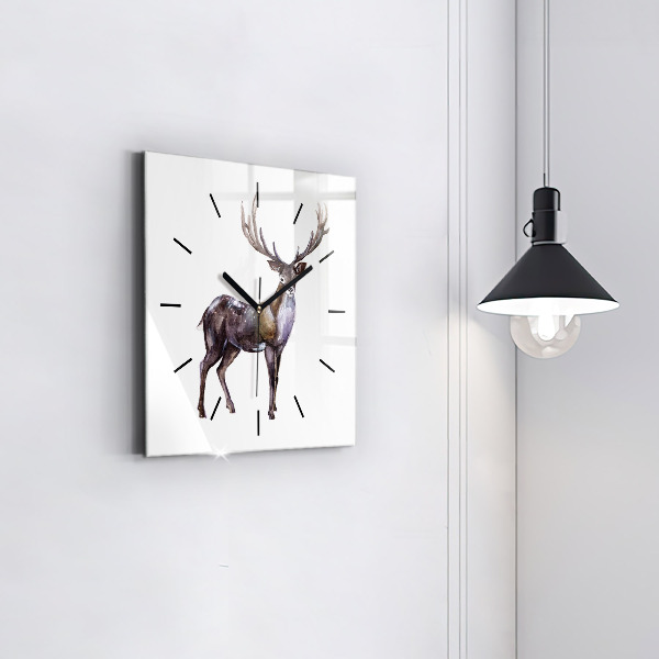 Square glass wall clock Deer king of the wilderness