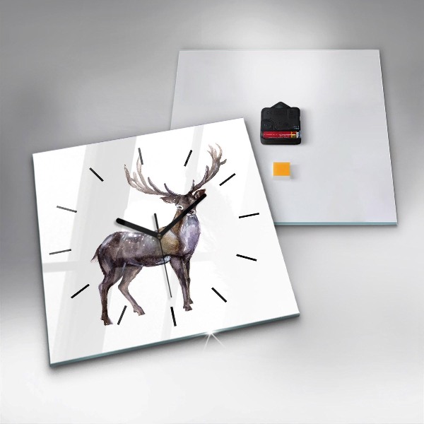 Square glass wall clock Deer king of the wilderness