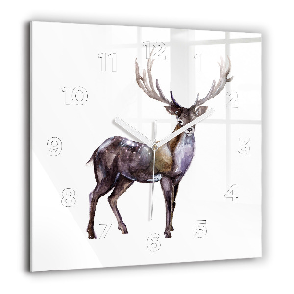 Square glass wall clock Deer king of the wilderness