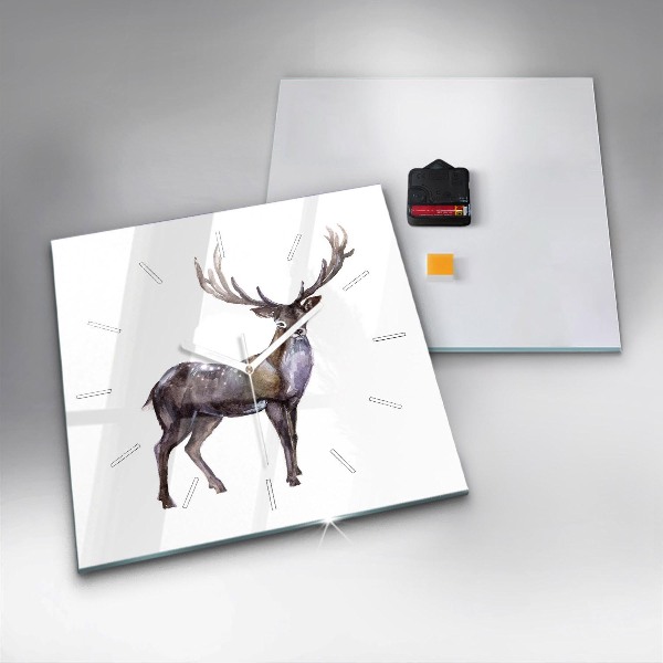 Square glass wall clock Deer king of the wilderness