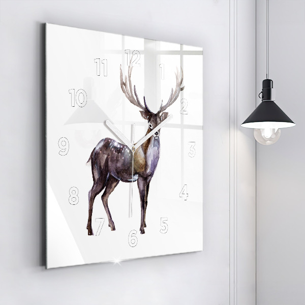 Square glass wall clock Deer king of the wilderness