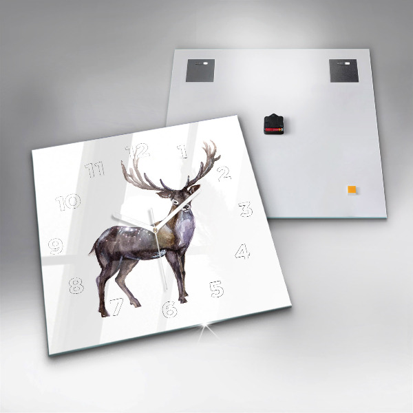 Square glass wall clock Deer king of the wilderness