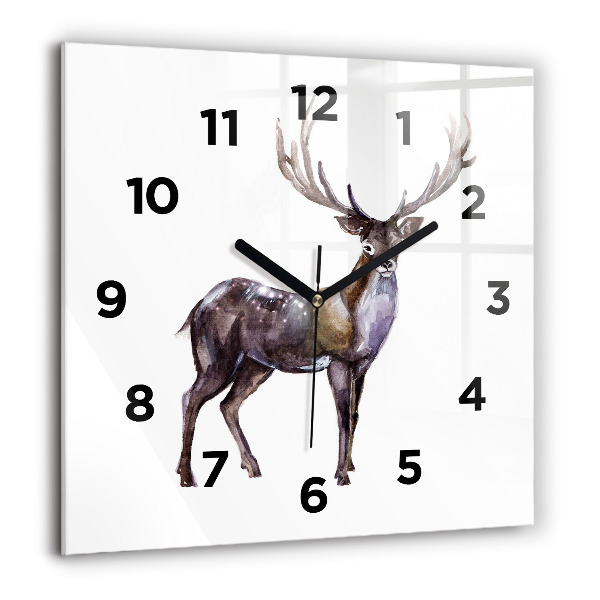 Square glass wall clock Deer king of the wilderness