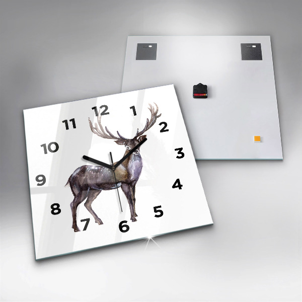Square glass wall clock Deer king of the wilderness