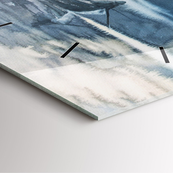 Square glass wall clock Fisherman on the lake